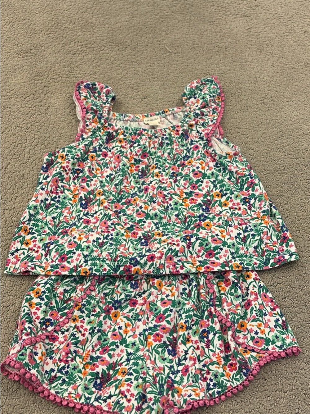 CrewCuts size 8 Children's Floral Two-Piece Set with Pink Trim
